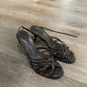 Zara Dark Brown Strappy Slingback Heels